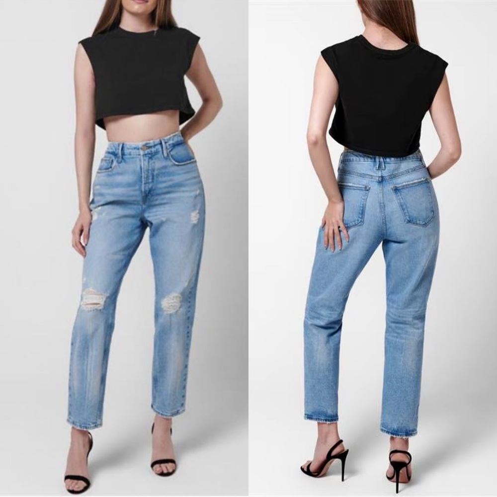 Good American | The Weekender Straight Jean in Blue809 2/26